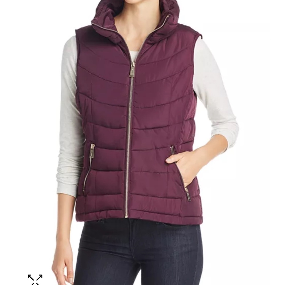 Calvin Klein Women's Purple Matte Shine  Puffer Vest Jacket Coat Size Large